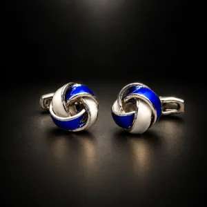 Blue-White-Knot-Cufflinks
