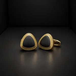 Luxurious Gold-Trimmed Triangle Cufflinks