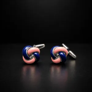 Pink and Navy Knot Cufflinks