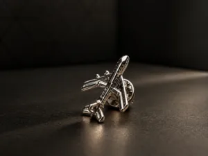 Polished Silver Airplane Lapel Pin