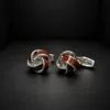 Polished Silver and Brown Knot Cufflinks