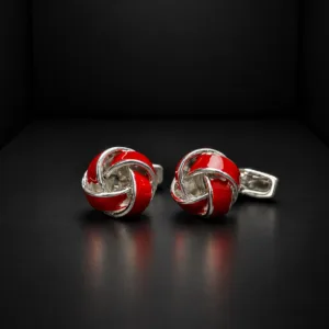 Red and Silver Knot Cufflinks